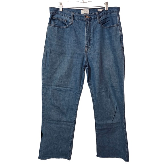 FRAME Denim - FRAME Le Jane Crop High Rise Straight Leg Jeans Meadow Blue LJNCRA727 Size 30